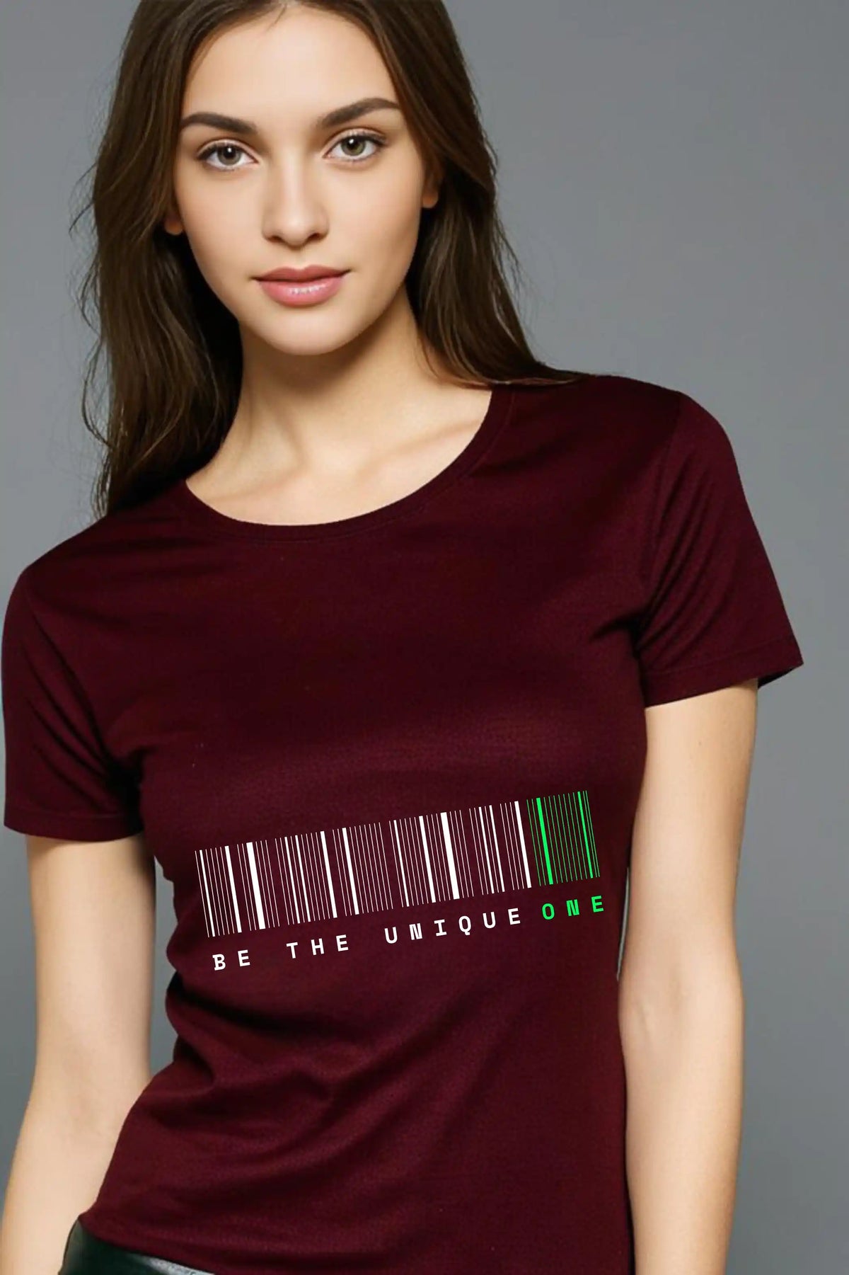Women's Maroon Round Neck Half Sleeve Be Unique T-shirt