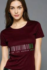 Women's Maroon Round Neck Half Sleeve Be Unique T-shirt