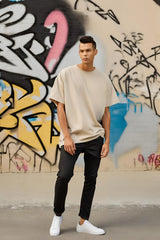 Unisex Beige Oversized Plain T-Shirt