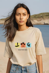 Women's Paddleboard Palm Surf Half Sleeve T-shirt