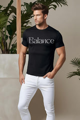 Men's Black Round Neck Half Sleeve "Balance" Graphic T-shirt
