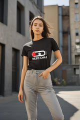 Women's Black Chai Lover Half Sleeve T-shirt