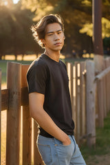 Men's Black Round Neck Half Sleeve Plain T-shirt