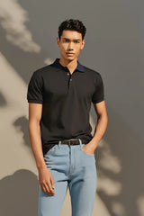 Men's Black Polo Half Sleeve T-shirt