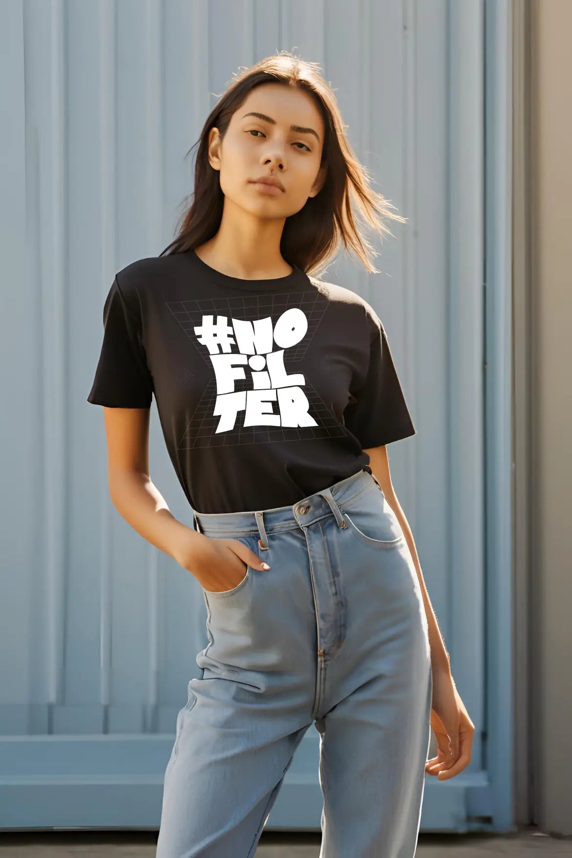 Women's Raw&Real Black Half Sleeve T-shirt