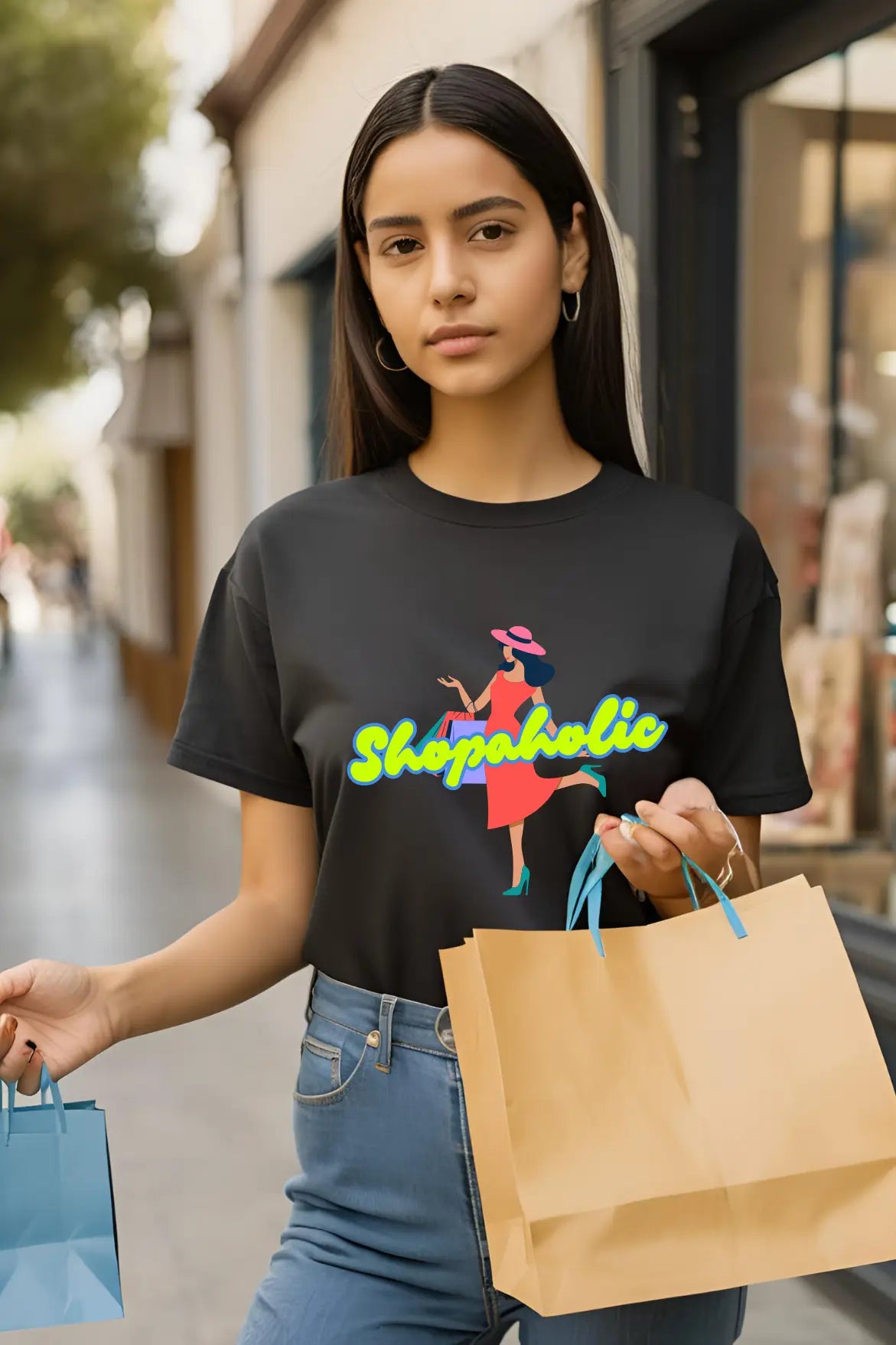 Women's Shopaholic Half Sleeve T-shirt