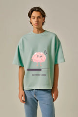 Unisex Jade Funny Thinking Brain Terry Cotton Oversized T-shirt