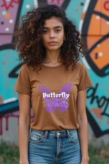 Women's "Purple Butterfly" Half Sleeve T-Shirt