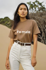 Women's Female Power Coffee Brown Half Sleeve T-shirt