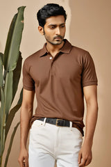 Men's Coffee Brown Polo Half Sleeve T-shirt