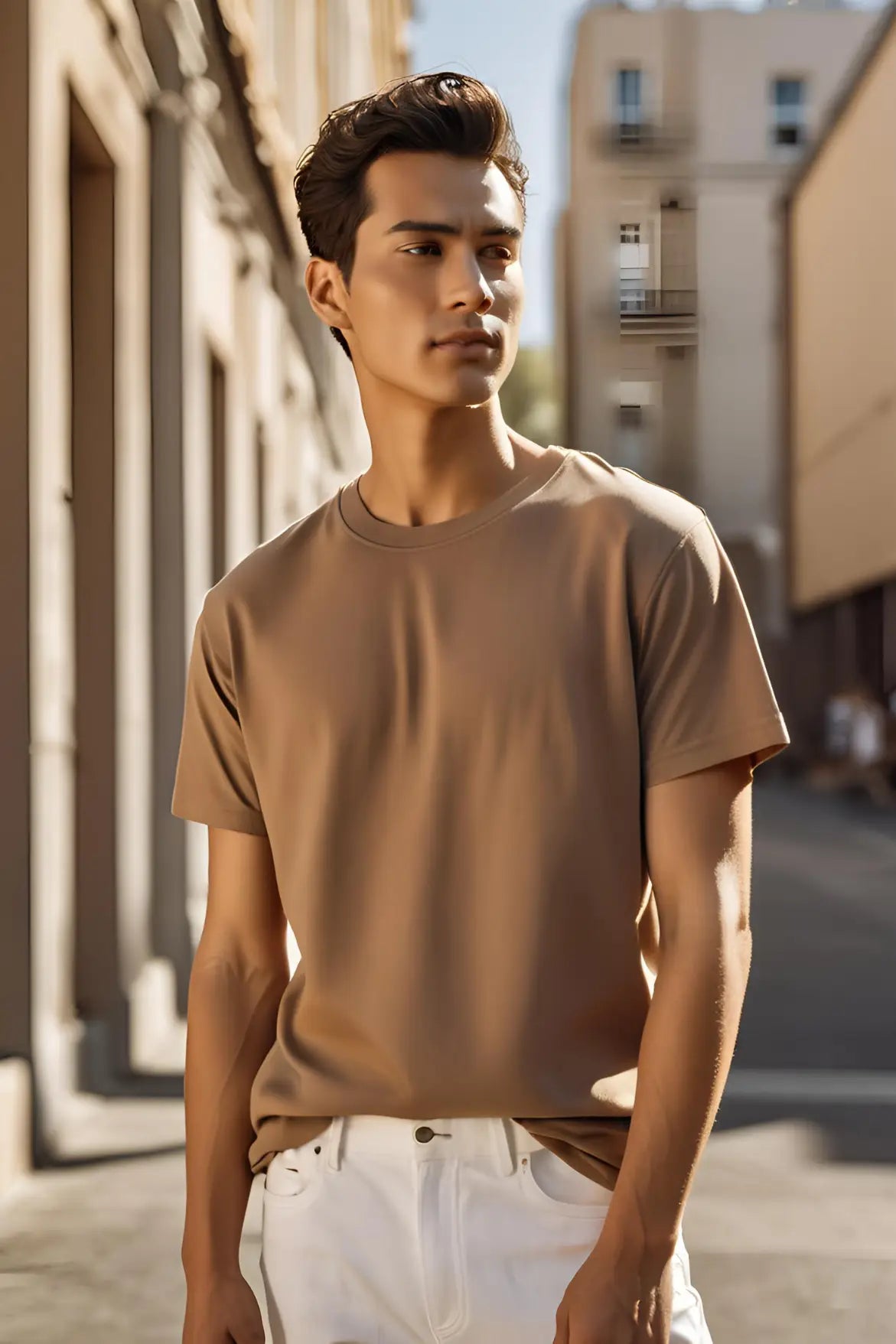 Men's Coffee Brown Round Neck Half Sleeve Plain T-shirt