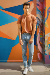Men's Copper Round Neck Half Sleeve Plain T-shirt