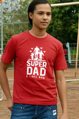 Boys Red Round Neck Half Sleeve Dad Love T-shirt