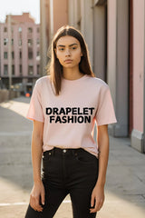 Women's "Drapelet Fashion" Graphic Light Baby Pink T-Shirt