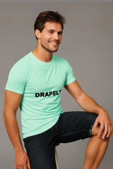 Men's Drapelet Round Neck Jade Half Sleeve T-shirt