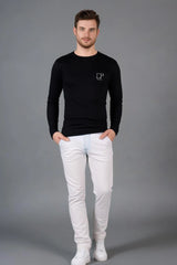 Men's Black Round Neck Full Sleeve T-shirt