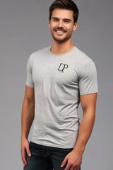 Men's Grey Melange Round Neck Half Sleeve Classic T-shirt