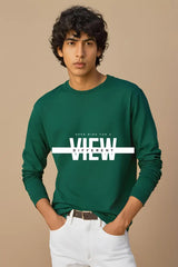 Men's Bottle Green Round Neck Full Sleeve Different View T-shirt
