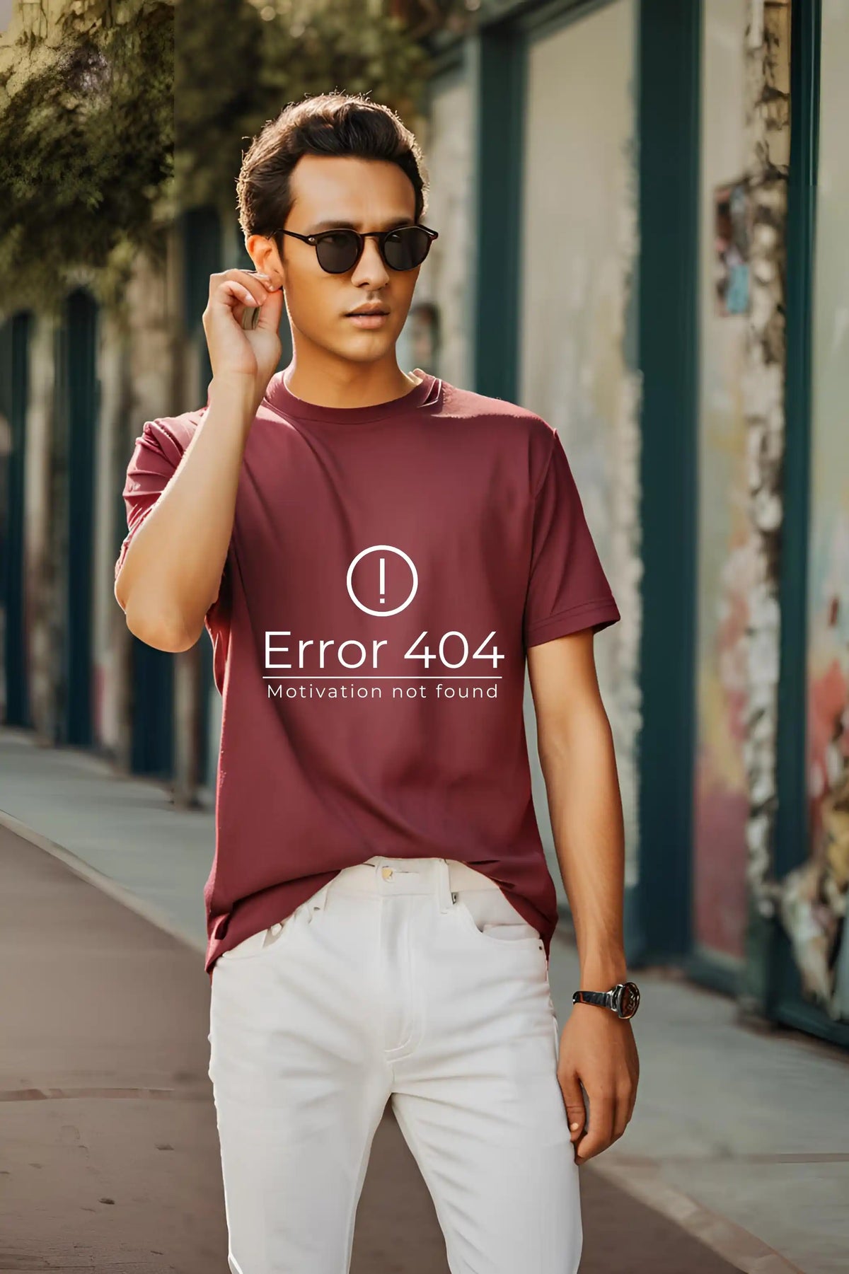 Unisex Maroon "Error 404: Motivation Not Found" Premium Supima T-Shirt