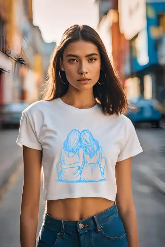 Women's Friends Bond White Crop Top