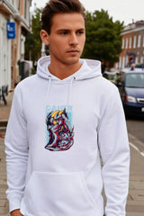 Men's Gamer White Hooded Sweatshirt