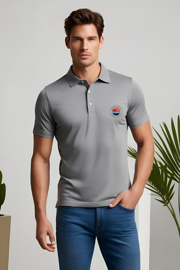 Men's Surfing & Diving Paradise Grey Mélange Polo T-shirt
