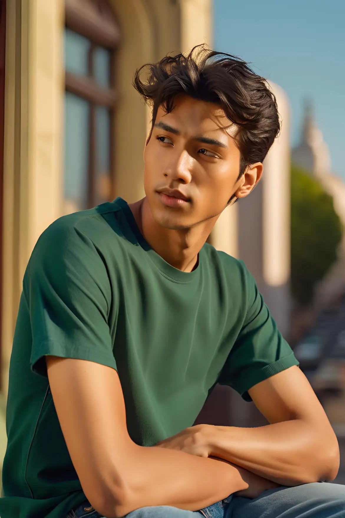 Men's Bottle Green Round Neck Half Sleeve Plain T-shirt