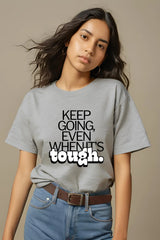 Women's Keep Going Grey Melange Half Sleeve T-shirt