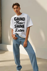 Unisex "Grind Now, Shine Later" Oversized Terry Cotton T-Shirt