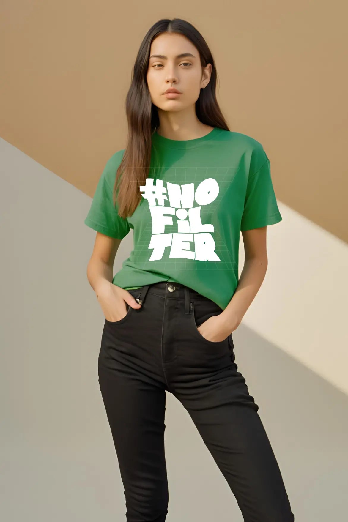 Women's Raw&Real Flag Green Half Sleeve T-shirt