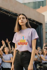Women's Stay Groovy Lavender Half Sleeve T-shirt