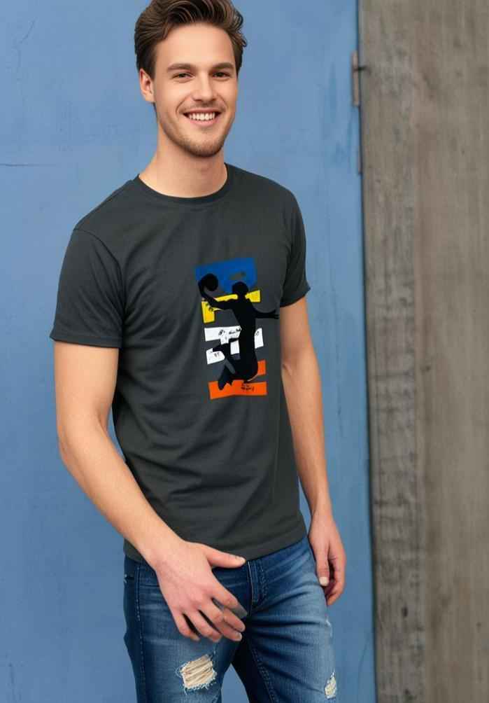 Men's Round Neck Steel Grey Half Sleeve Play T-Shirt