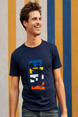 Men's Round Neck Navy Blue Half Sleeve Play T-Shirt