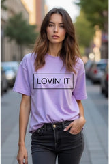 Women's Lovin' IT Graphics Lavender Half Sleeve T-shirt