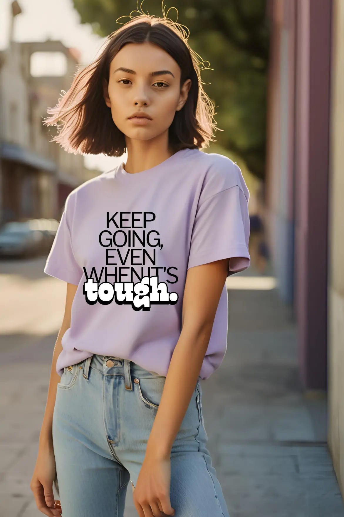 Women's Keep Going Lavender Half Sleeve T-shirt