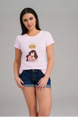 Women's Mom & Son Love Baby Pink Half Sleeve T-shirt