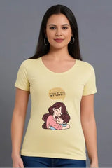 Women's Mom & Son Love Beige Half Sleeve T-shirt