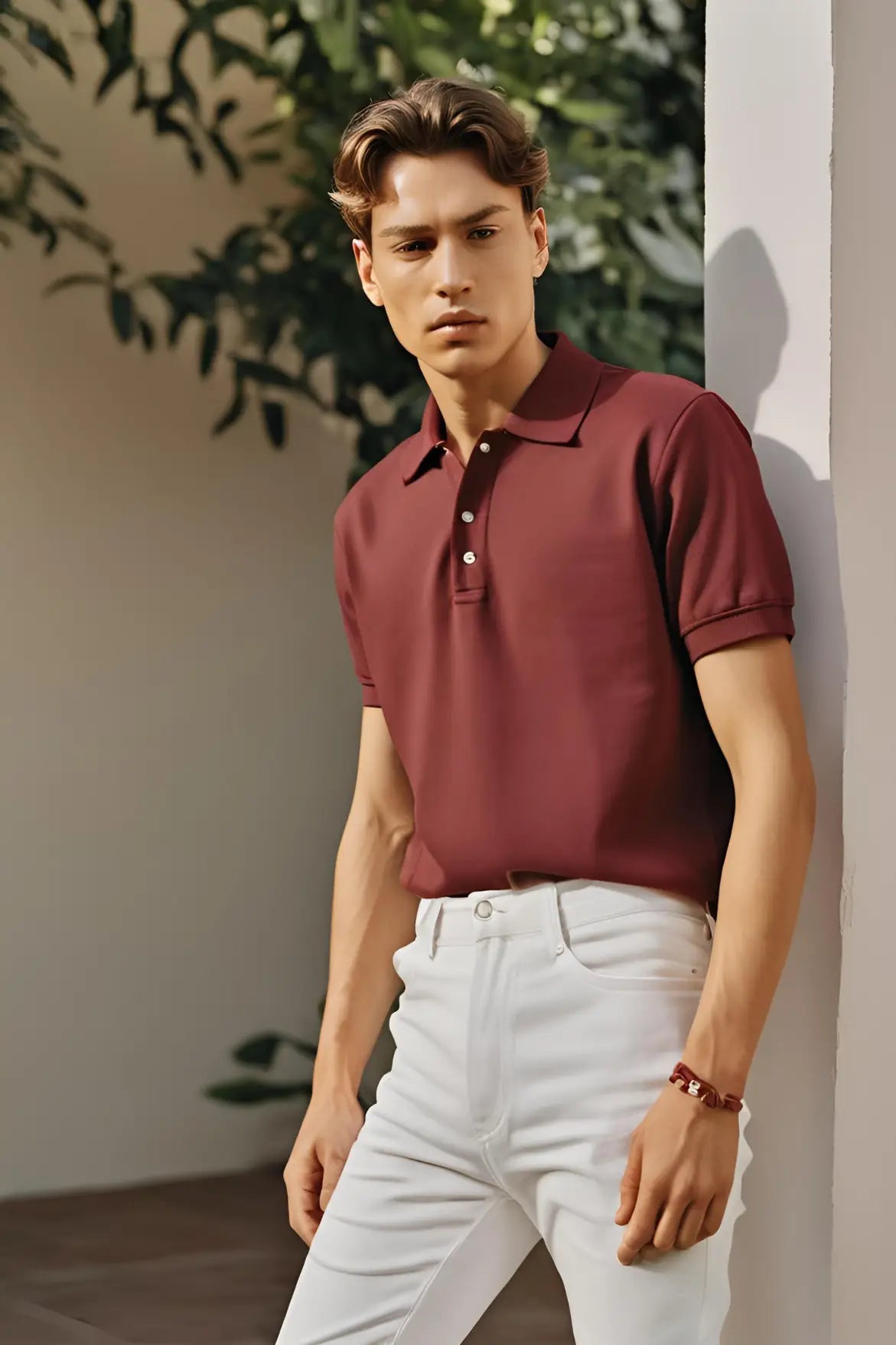 Men's Maroon Polo Half Sleeve T-shirt