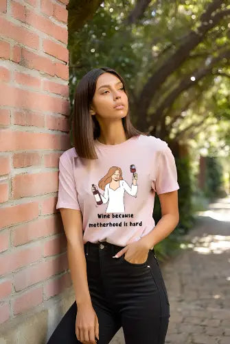 Women's "Wine &amp; Motherhood" Half Sleeve T-Shirt