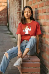 Women's Wine & Motherhood Red Half Sleeve T-shirt