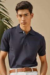 Men's Navy Blue Polo Half Sleeve T-shirt