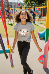 Girls Grey Melange Round Neck Half Sleeve Perfect T-shirt