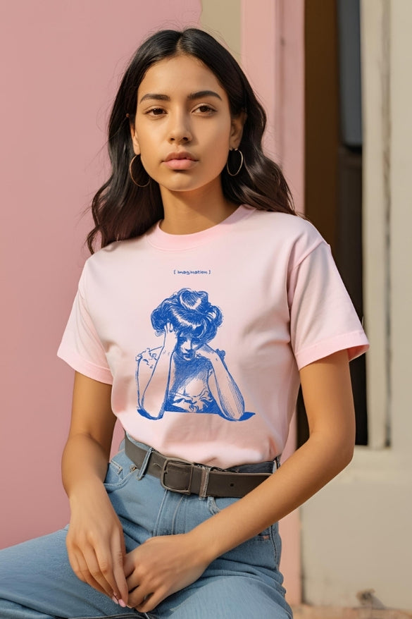 Women's Sketch Woman Portrait Half Sleeve T-shirt
