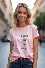 Women's "Humorous Hindi Quote" Graphics Half Sleeve T-Shirt