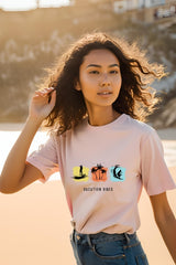 Women's Paddleboard Palm Surf Baby Pink Half Sleeve T-shirt