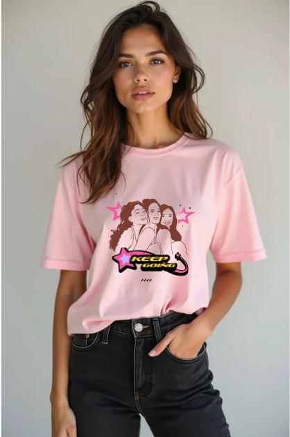 Empowerment Tees: Women's 'Keep Going' Baby Pink T-Shirt