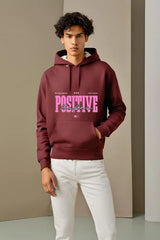Men's Positive Vibes Maroon Hooded Sweatshirt