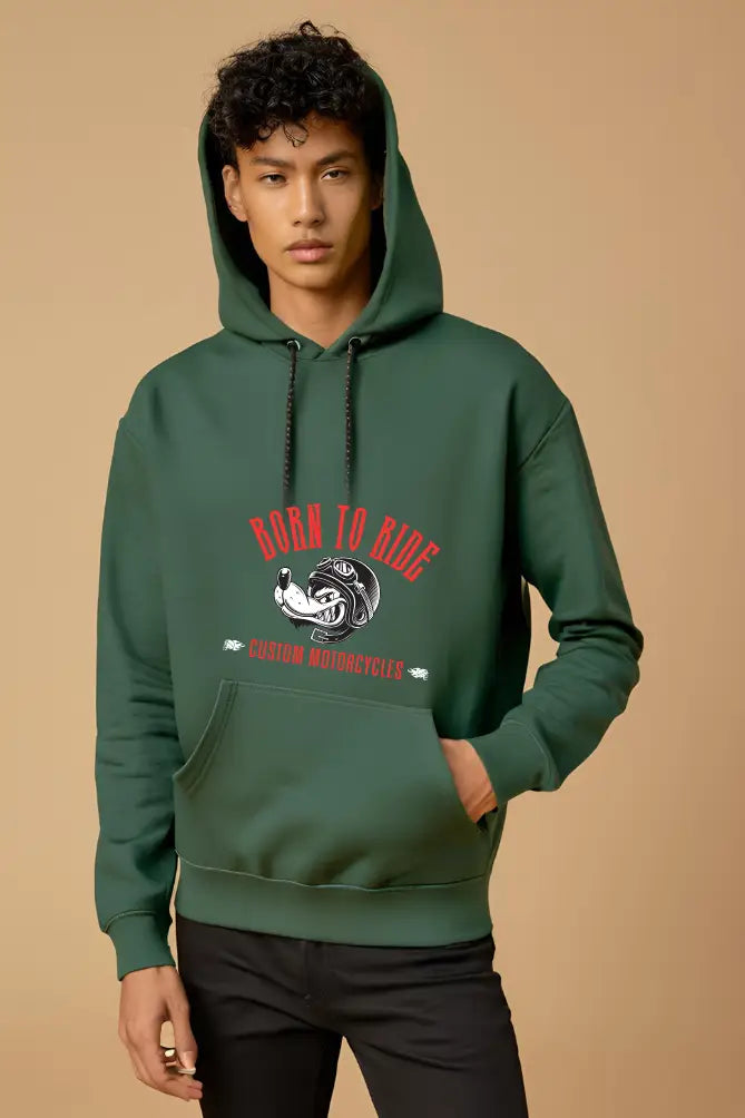 Men's Bike Ride Bottle Green Hooded Sweatshirt