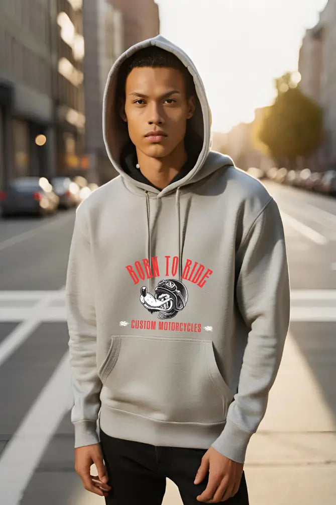 Men's Bike Ride Grey Melange Hooded Sweatshirt