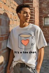 Unisex White Tea Mug Terry Cotton Oversized T-shirt